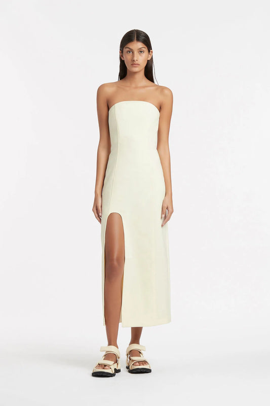 Sir The Label Marco Structured Midi Dress in Lemon Yellow