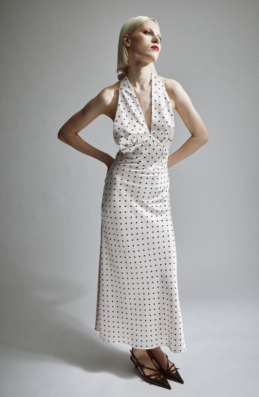 Bardot Citron Polka Dot Midi Dress